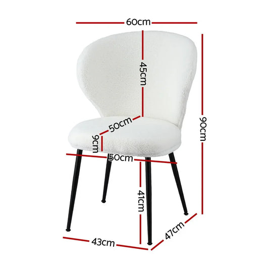 Artiss 2x Dining Chairs Sherpa Boucle Wing Back White - Mekamart Australia