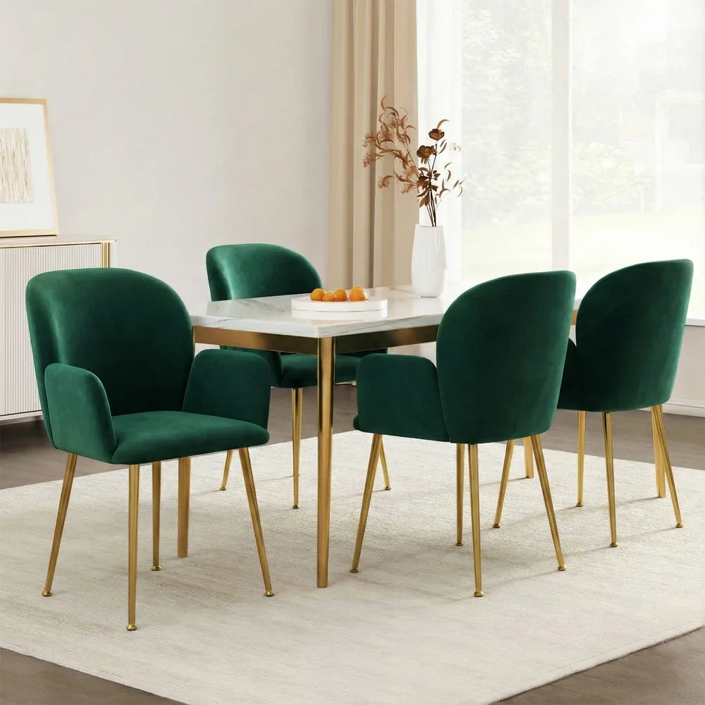 Artiss Dining Chairs Set of 4 Velvet Armchair Green - Mekamart Australia