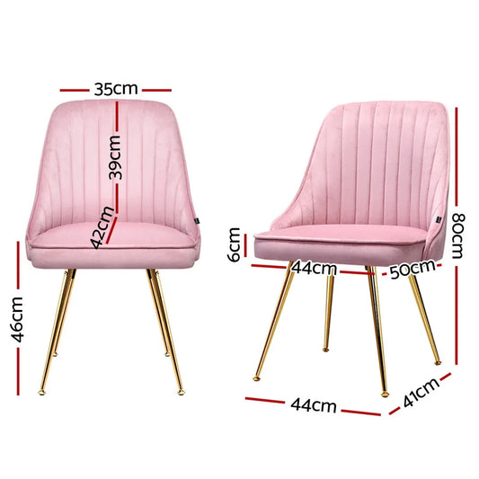 Artiss Dining Chairs Set of 4 Velvet Channel Tufted Pink - Mekamart Australia