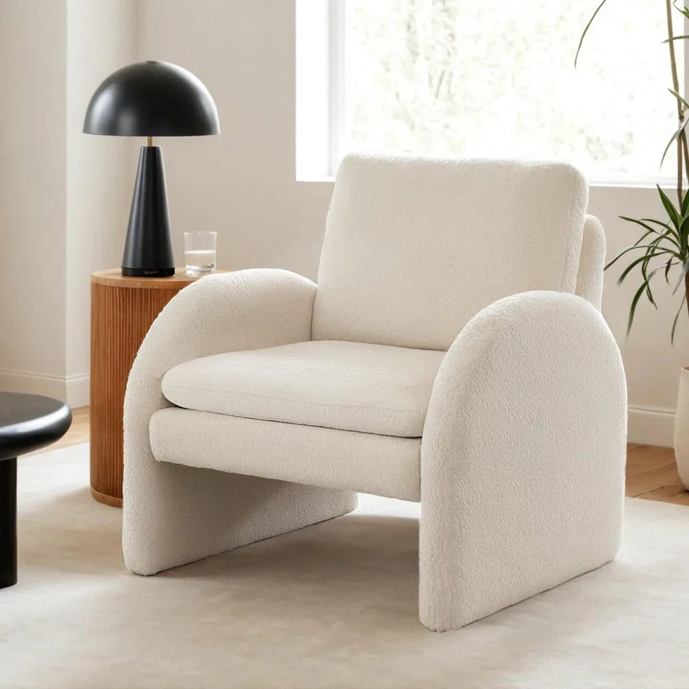 Artiss Armchair Accent Chair Lounge Tub Sofa Couch Curved Arm Seat Boucle White - Mekamart Australia