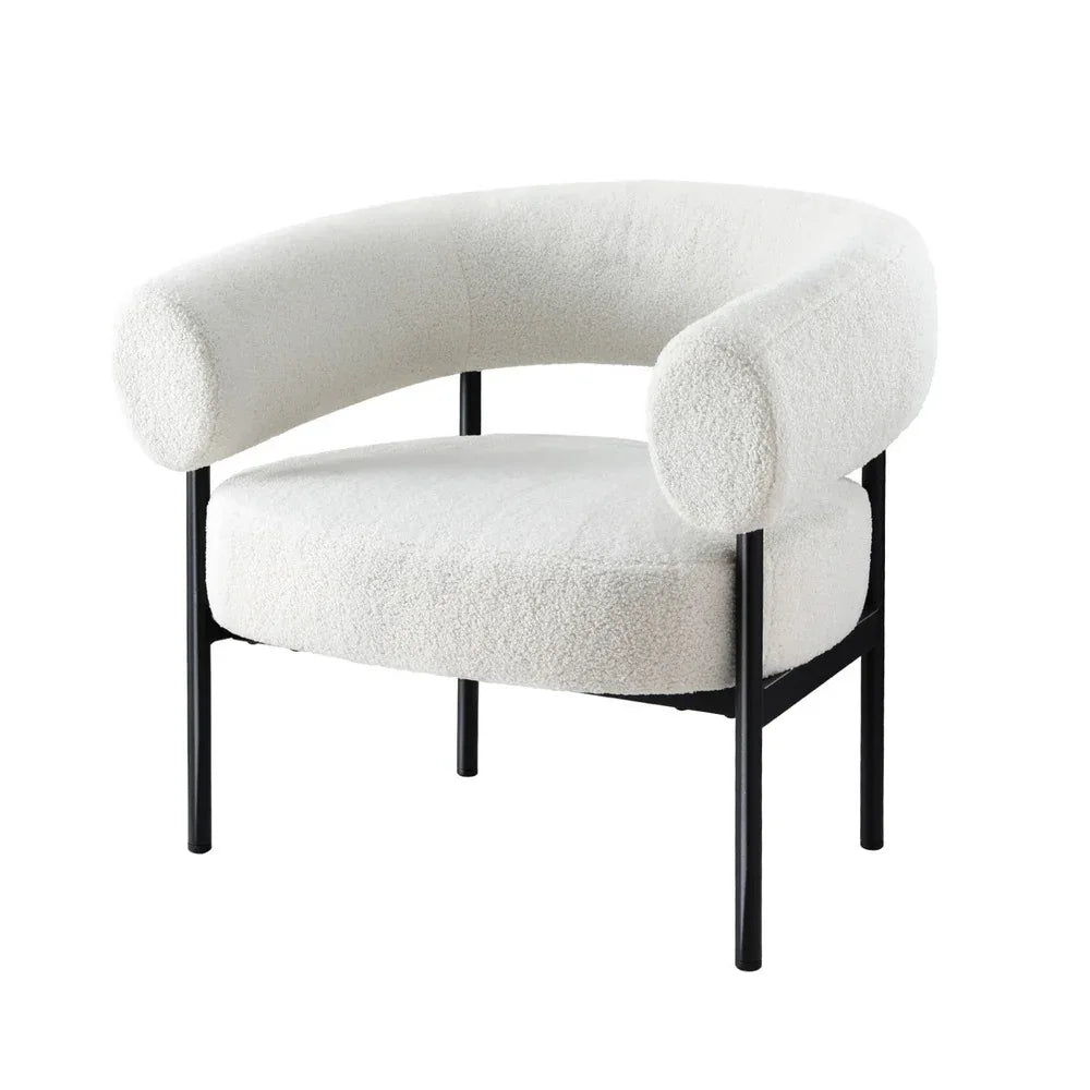 Artiss Armchair Accent Chair Curved Boucle White - Mekamart Australia