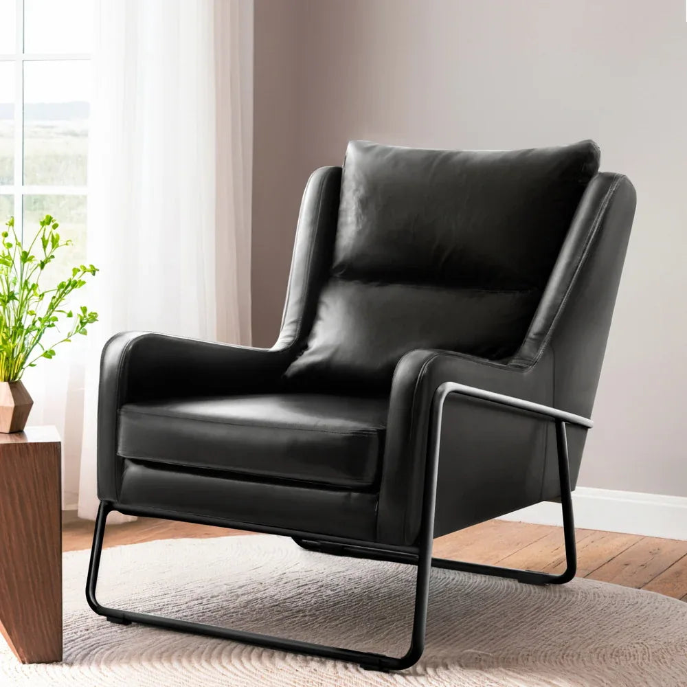 Artiss Armchair Accent Chair PU Leather Wingback Black - Mekamart Australia