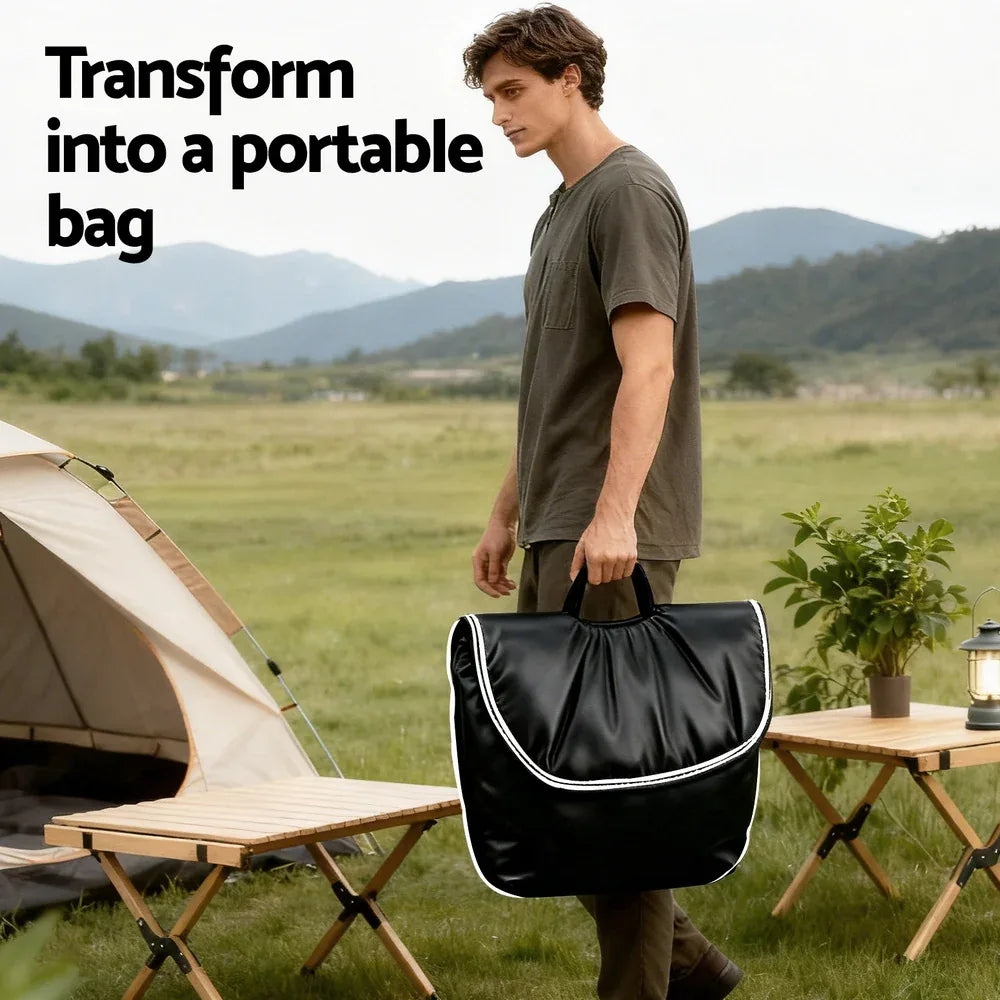 Artiss Foldable Chair 2-In-1 Armchair Lounge Chair Portable Black - Mekamart Australia