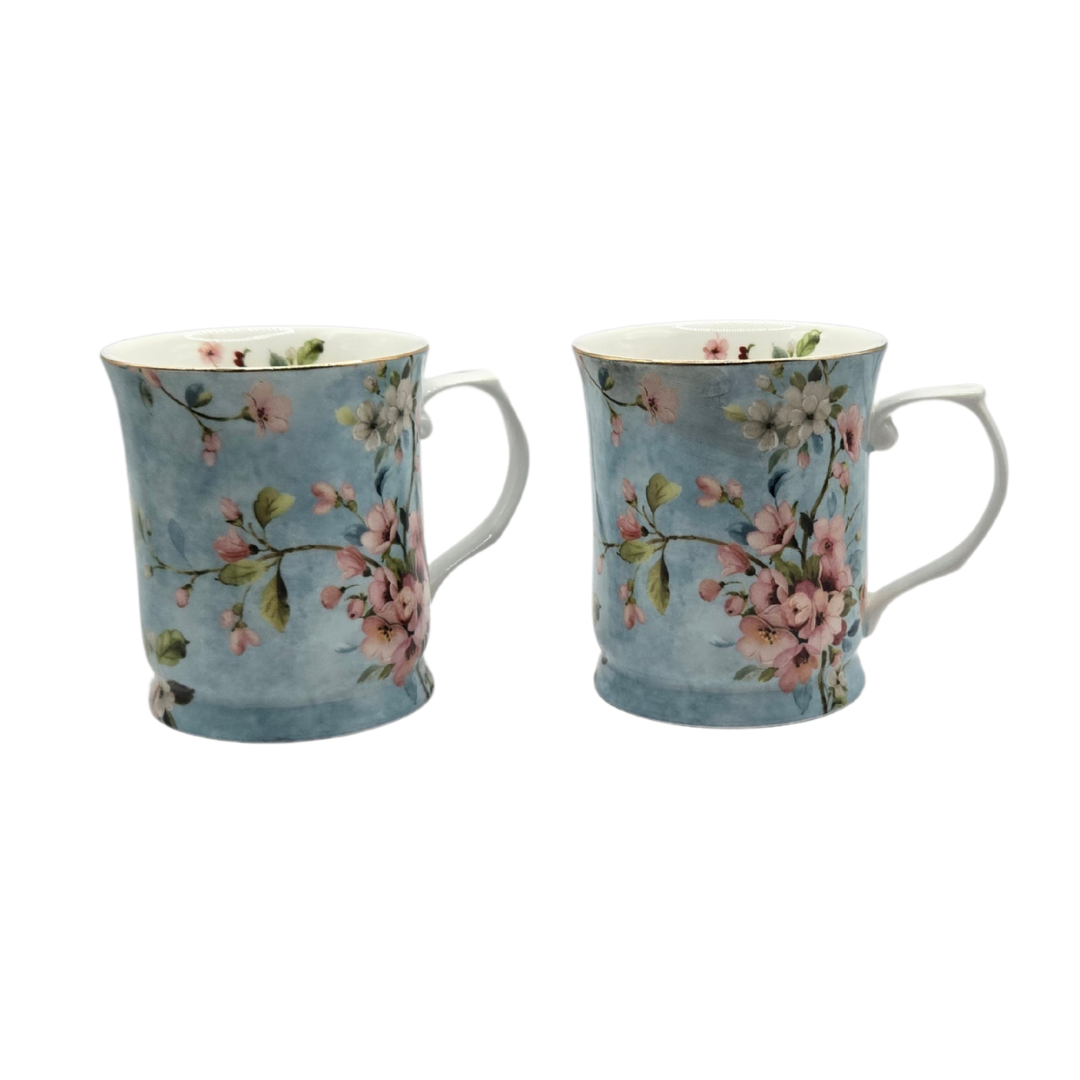 Peach Blossom Fine Bone China Tea Set for 2 - 5-Piece Floral Set