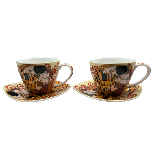 The Kiss Fine Bone China Cup & Saucer Set of 2 - 220ml Gustav Klimt Design