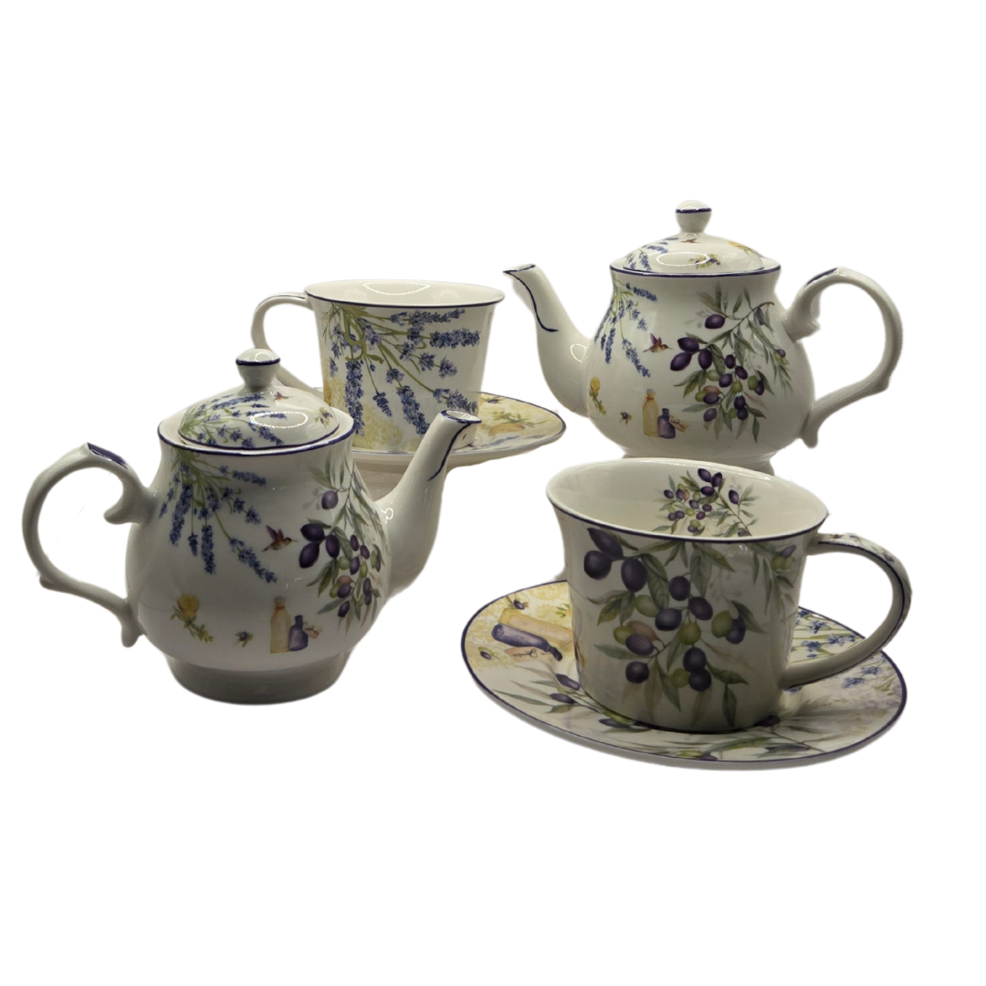 Lavender & Olive Tea Set for 2 - Premium Porcelain
