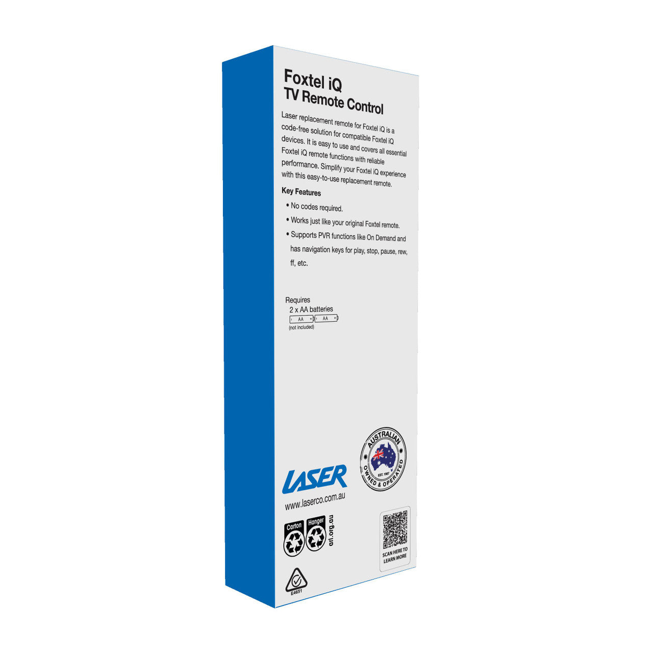 Laser Foxtel iQ Replacement Remote Control