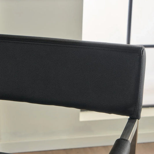 Rocklin Steel & Bonded Leather Director chair Armchair in Black - Mekamart Australia
