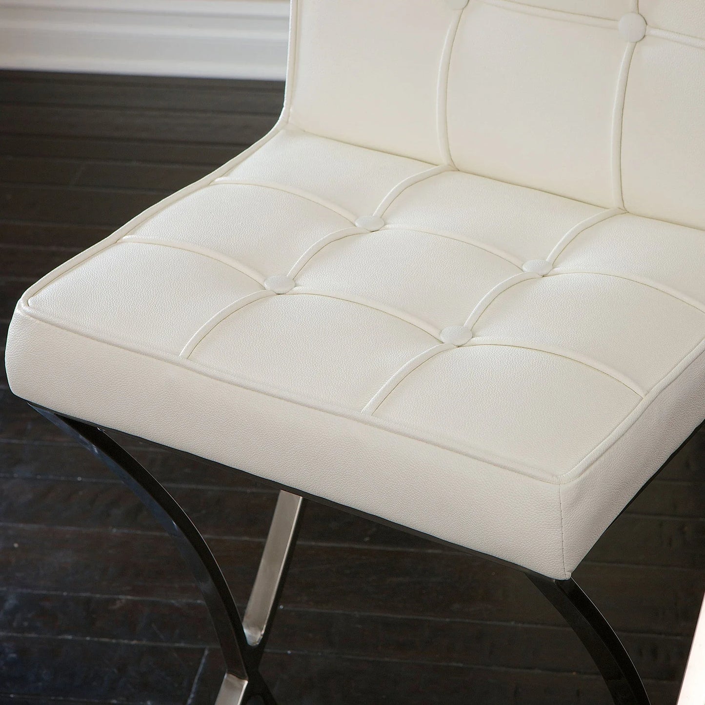 Pandora Bonded Leather & Steel Bar Stool in White - Mekamart Australia