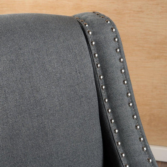 Camden Linen Fabric Studded Armchair in Dark Grey - Mekamart Australia