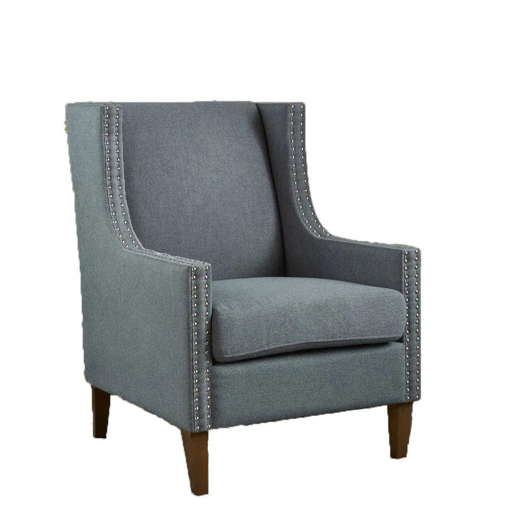 Cecilia Classic Studded Light Grey Wingback Club Armchair - Mekamart Australia
