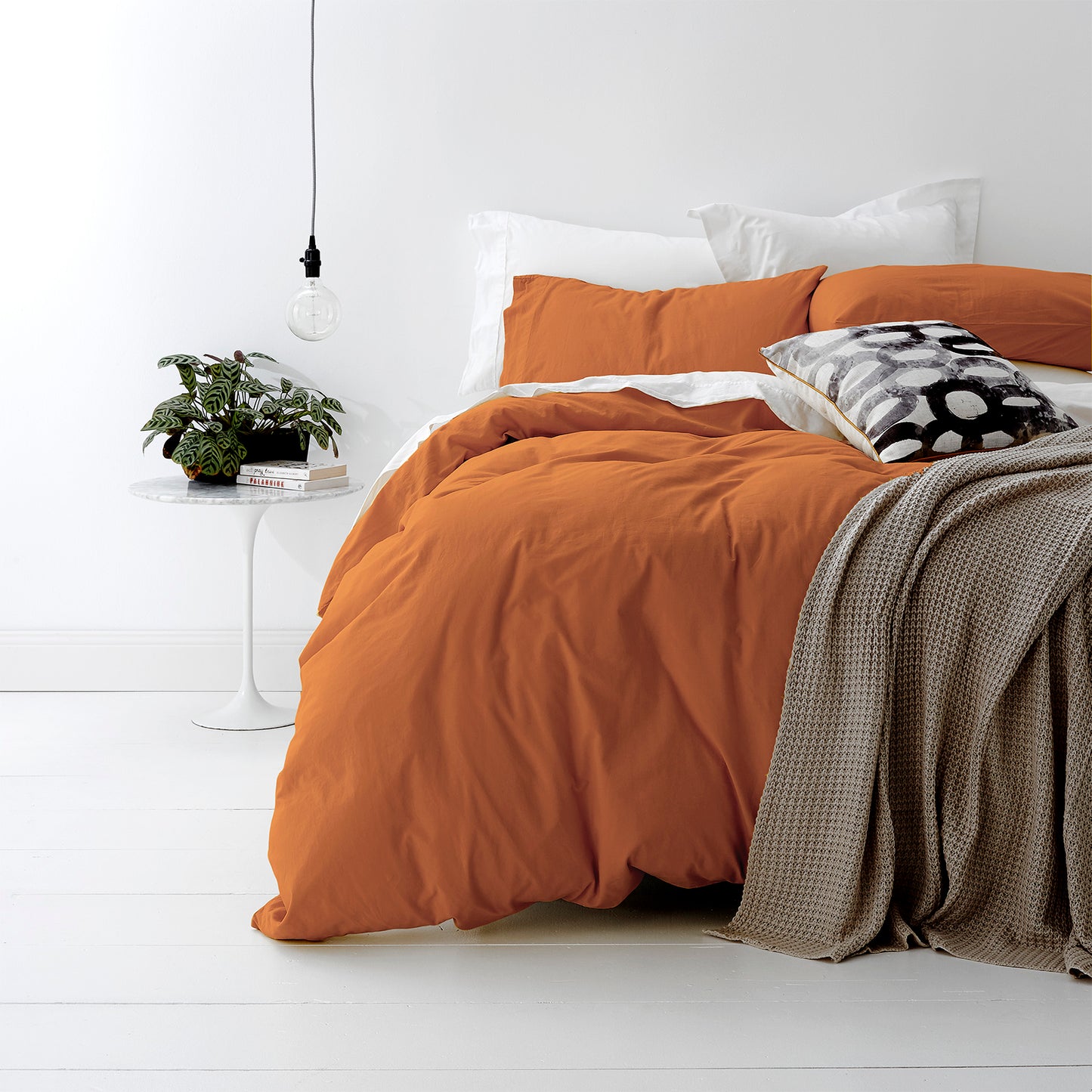 European Vintage Washed Cotton Auburn Quilt Cover Set by Park Avenue King