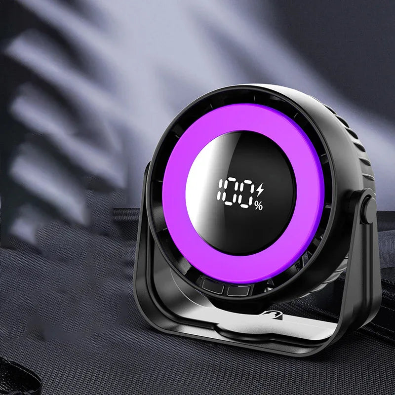 Desk Fan, Small Quiet LED Display Portable Table Fans, 180°Tilt, 100 Speeds, 5 Modes, Rechargeable 4000mAh Battery Operated USB Fan For Office, Bedroom, Outdoor(gray)Christmas Gifts