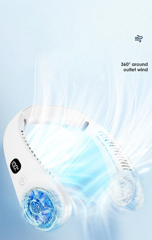 Portable Neck Fan Upgraded, Neckbrace Personal Hands Free, 5 Speed Gears Adjustment, 2000 mAh Wearable Bladeless Quiet Rechargeable for Outdoor Indoor, Gifts for Women Men- Blue Christmas Gifts