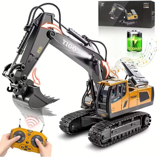 Mini Excavator Toy with Remote & App Control, High-Tech 11-Channel Alloy & Plastic Engineering Vehicle, Fun Toy for Men, Perfect Gift for Kids. - Mekamart Australia