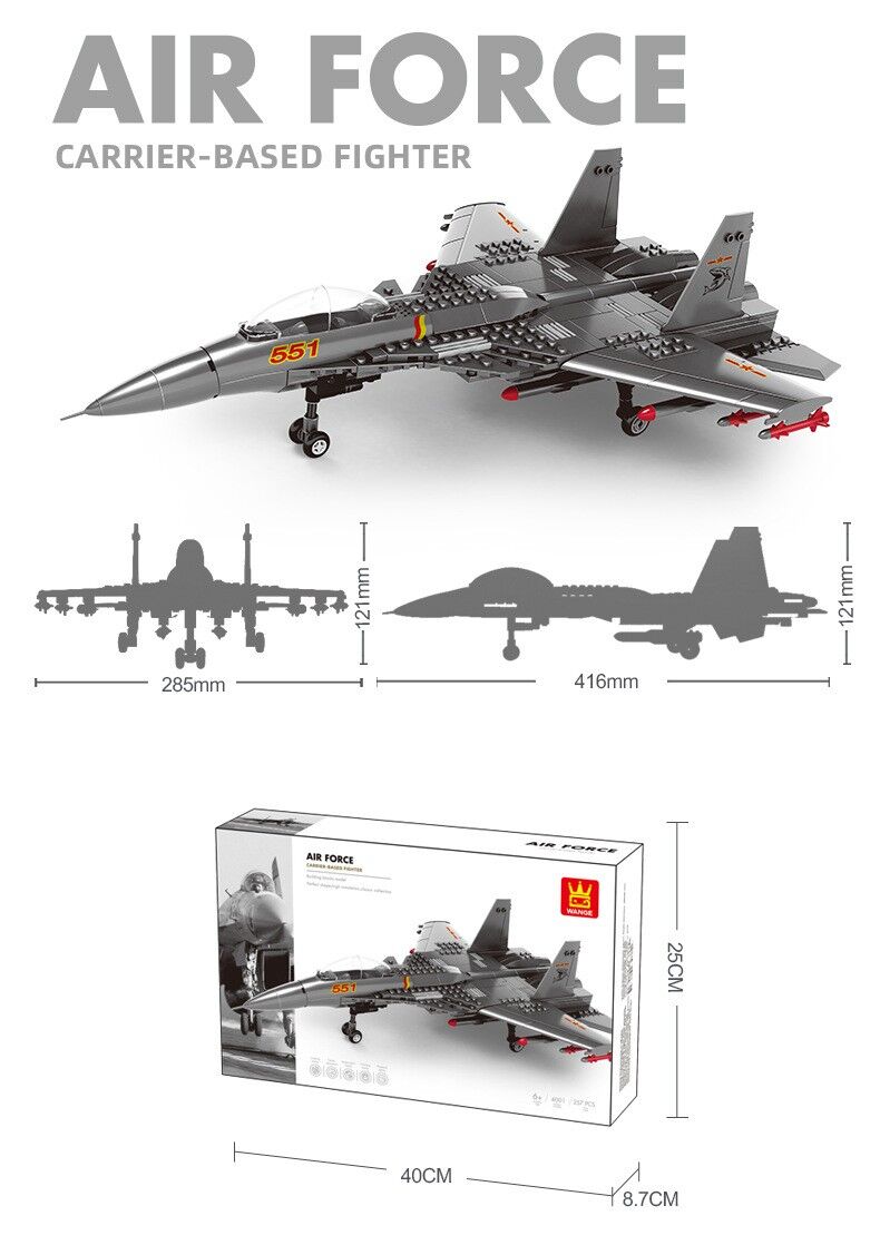 Christmas gift J-15 Carrier-Based Fighter Jet Building Blocks Set, 272 Pieces Military Aircraft Model Kit for Kids Aged 6+ & Enthusiasts(J15 carrier aircraft)