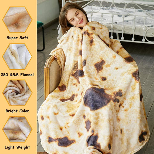 Burritos Tortilla Throw Blanket (Brown), Novelty Funny Round Blanket for Kids & Adults, Soft Flannel Tortilla Wrap Blanket(36",Baby) - Mekamart Australia