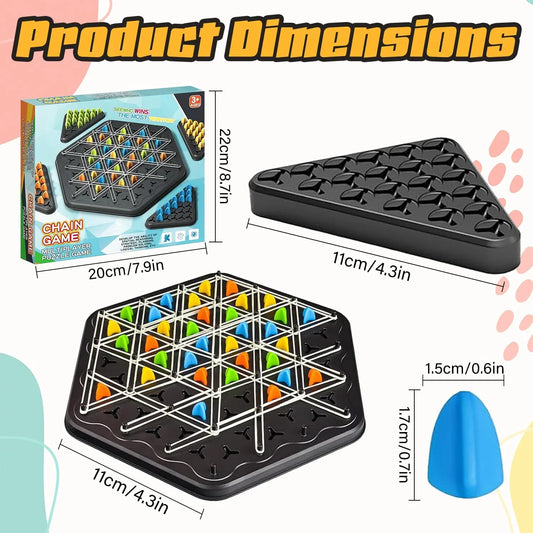 Chain Game – Multiplayer Strategy Board Puzzle for Kids & Adults | Fun Geometric Chess with Rubber Bands, 2–4 Players | Ideal Family Game for Parties, Gifts & Screen-Free Play - Mekamart Australia
