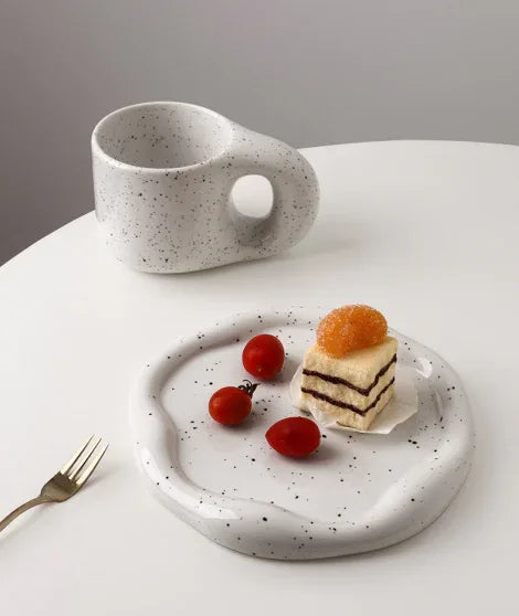 Speckled White Ceramic Tray Set (Round+Long+Irregular) – Jewelry Organizer & Fruit Dish for Home Decor | Other Styles Available in Store - Mekamart Australia