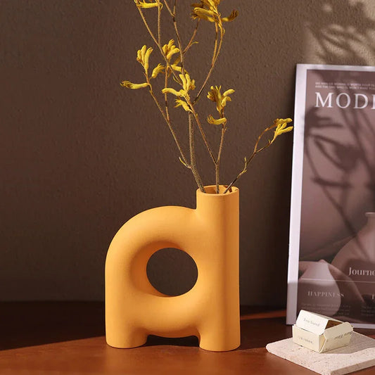 Tubular Letter Vase Set(3-Piece ) – Modern Ceramic Decor for Living Room, Dining Table & TV Stand | Other Luxury Styles Available in Store - Mekamart Australia