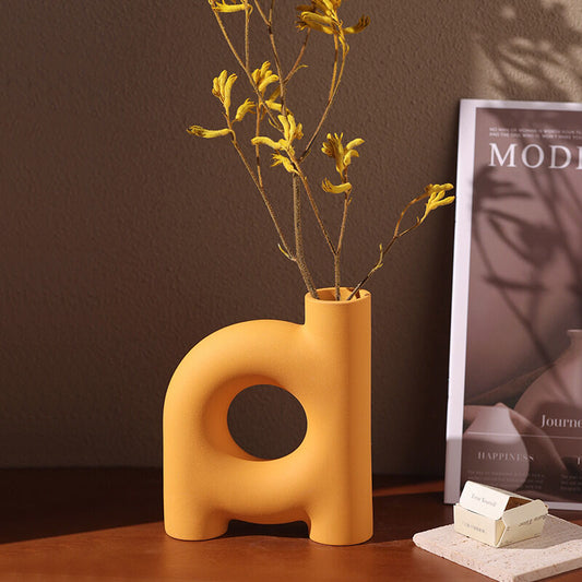 Tubular Letter Vase Set(3-Piece ) – Modern Ceramic Decor for Living Room, Dining Table & TV Stand | Other Luxury Styles Available in Store