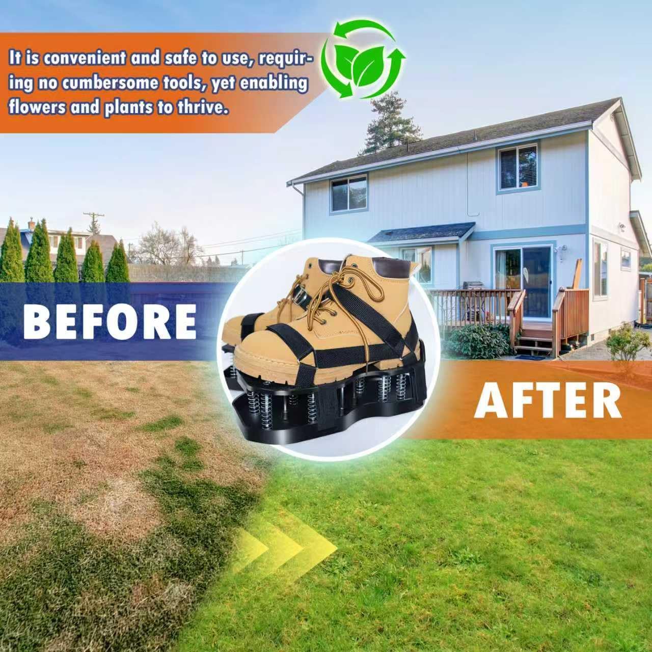 Lawn Aerator Shoes with Spring Base & Spikes: Adjustable Strap, Double-Layer Design for Healthy Lawns in Australian Gardens