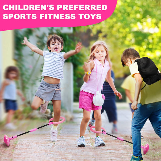 Skip Ball for Kids, Portable Foldable Colorful Flash Wheel Swing Ball Sports Fitness Toys for Girls & Boys, Toy for Kids & Adults. Gifts for Mom Women & Girls Toys Age 5-10 Years (Pink)