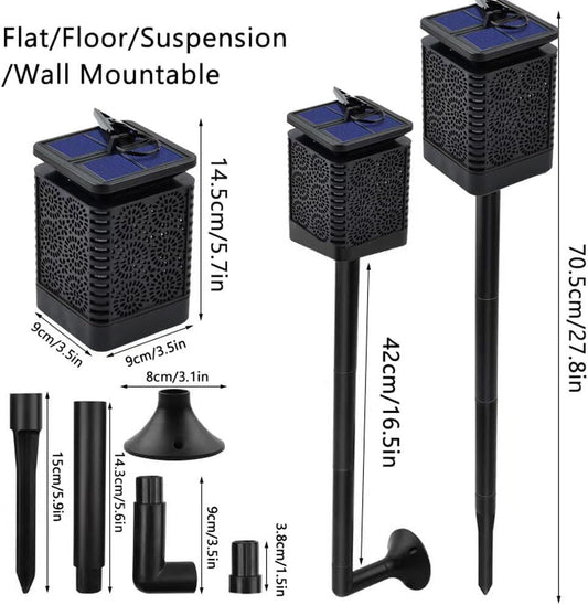 2-Pack Solar Garden Stake Light with Floral Pattern: 12 LED Outdoor Decorative Light with Multiple Mounting Options