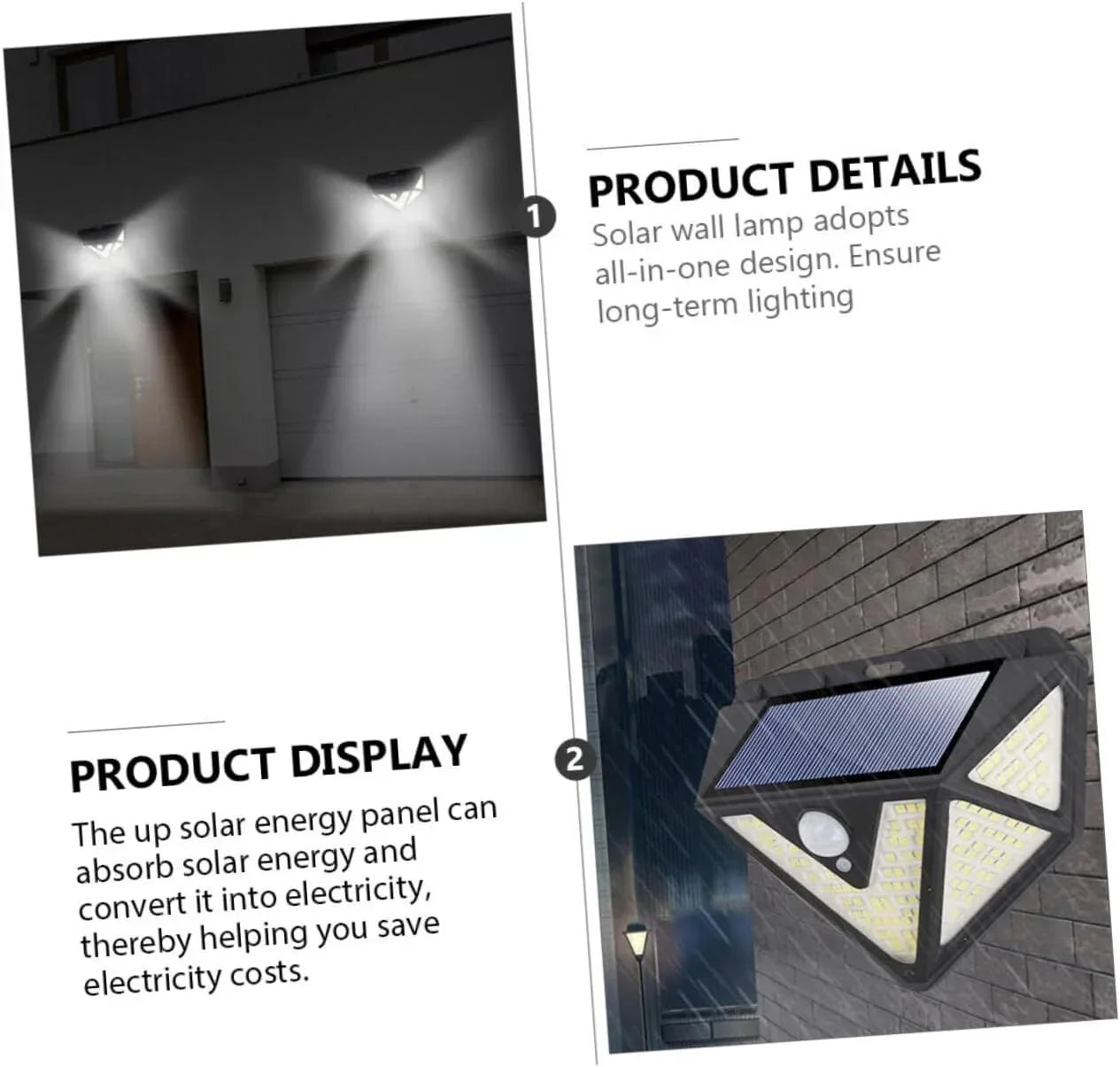 2-Pack Solar LED Motion Sensor Wall Light: Dusk-to-Dawn Outdoor Lighting for Aussie Gardens, Fences & Patios - Mekamart Australia