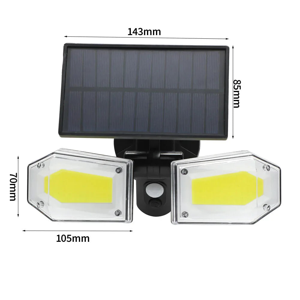 Solar Motion Sensor Wall Light: Double-Head Adjustable Cob LED Outdoor Light for Garden, Patio & Pathway - Mekamart Australia