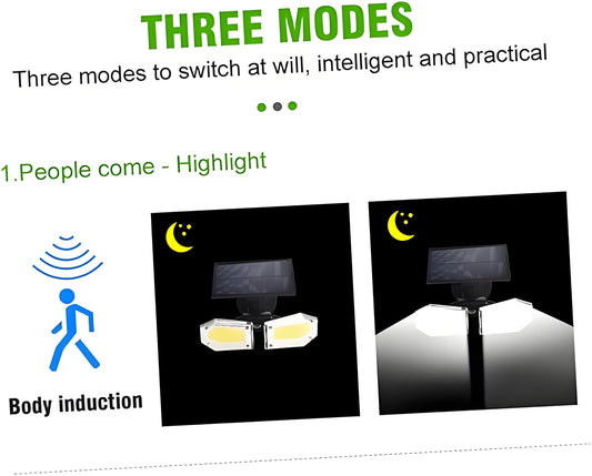 2-Pack Solar Motion Sensor Wall Lights: Double-Head Adjustable Cob LED Outdoor Lights for Garden, Patio & Pathway