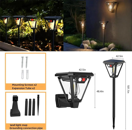 Solar Motion Sensor Wall Lights (2-Pack): 3-Mode Dusk-to-Dawn Waterproof for Patio, Garage & Garden Lighting - Mekamart Australia