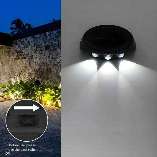 Solar Outdoor Wall Lights (4-Pack): IP44 Waterproof LED Sconces for Garden, Patio & Pathway Lighting(white light) - Mekamart Australia