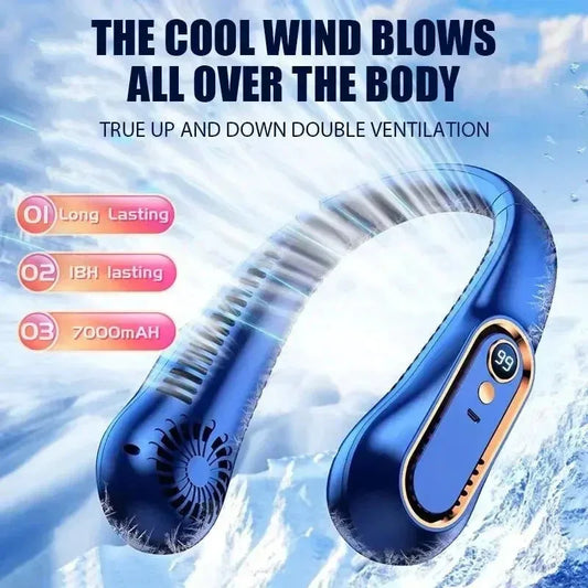 NNEOBA Neck Bladeless Fan Mini Portable-Blue - Mekamart Australia