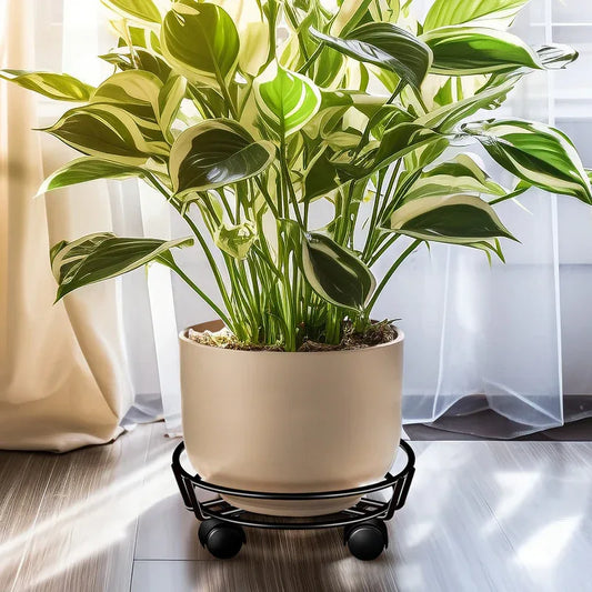 Movable Iron Potted Plant Stand for Home Garden Decoration-Black - Mekamart Australia