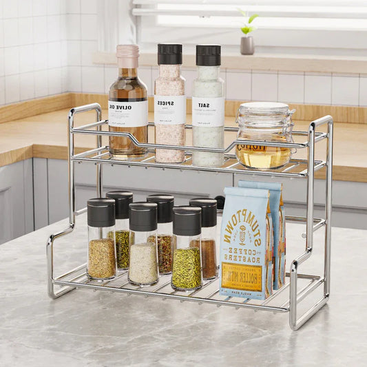 Mini Stainless Steel Kitchen Spice Storage Rack Bathroom And Toilet Organizer Rack-Silver - Mekamart Australia
