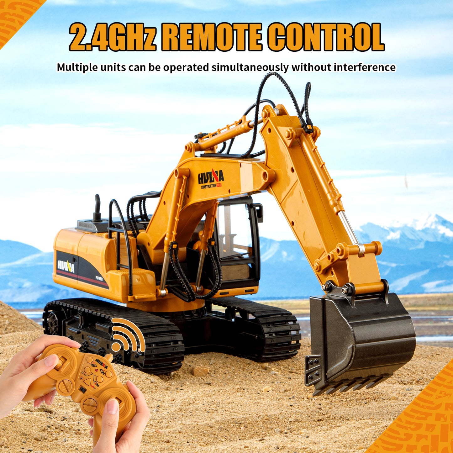 HUINA 1/14 RC Electric Excavator 1535 Remote Control Digger 15CH 2.4G Radio Finished Toy Model Battery Sound Light Effects Hobby Grade Model for Ages 14+