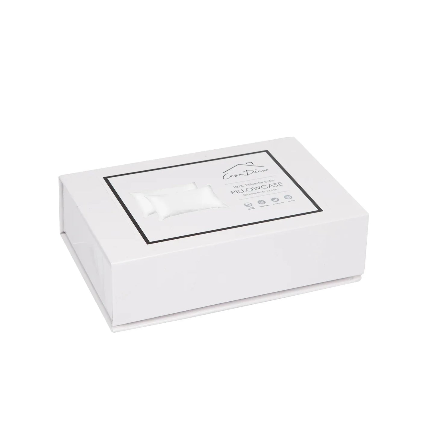 Casa Decor Luxury Satin Pillowcase Twin Pack Size With Gift Box Luxury - White - Mekamart Australia