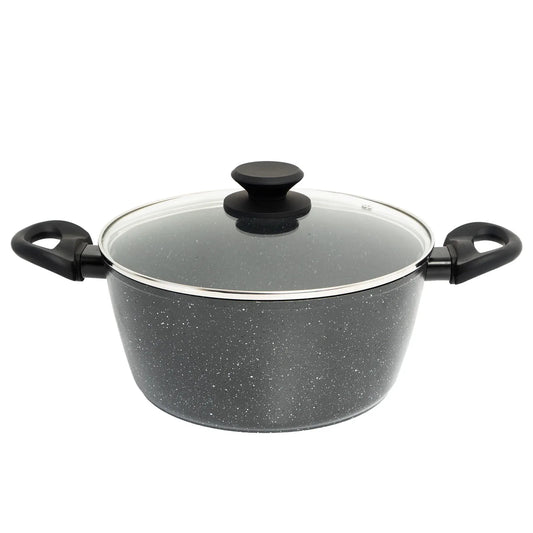 Stone Chef Forged Casserole With Lid Cookware Kitchen Black 24cm - Mekamart Australia