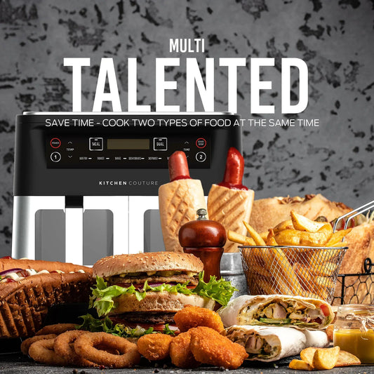 Kitchen Couture Dual View 2 x 5 Litre (10 Litre) Air Fryer Stainless Steel - Mekamart Australia