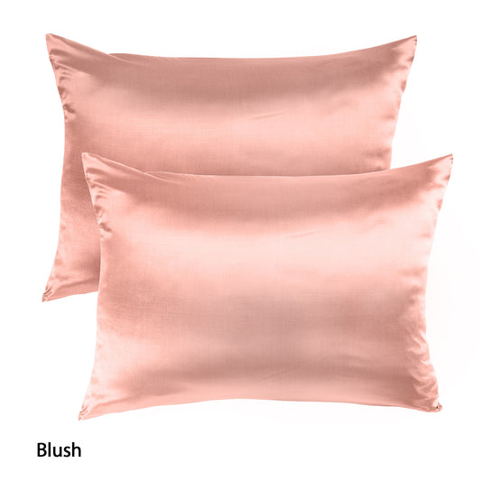 Royal Comfort Mulberry Soft Silk Hypoallergenic Pillowcase Twin Pack 51 x 76cm - Blush