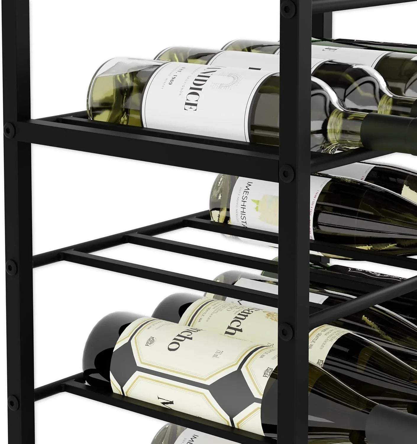 CARLA HOME Freestanding Wine Rack for 20 Bottles with Wood Countertop and Sturdy Metal Frame - Mekamart Australia