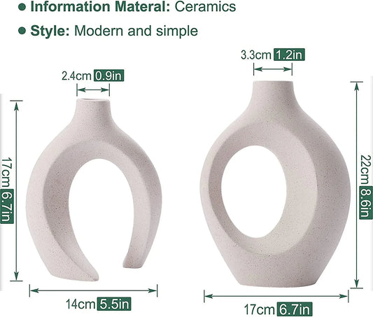 Ceramic Set of 2 Creative White Vases for Home Decor - Mekamart Australia