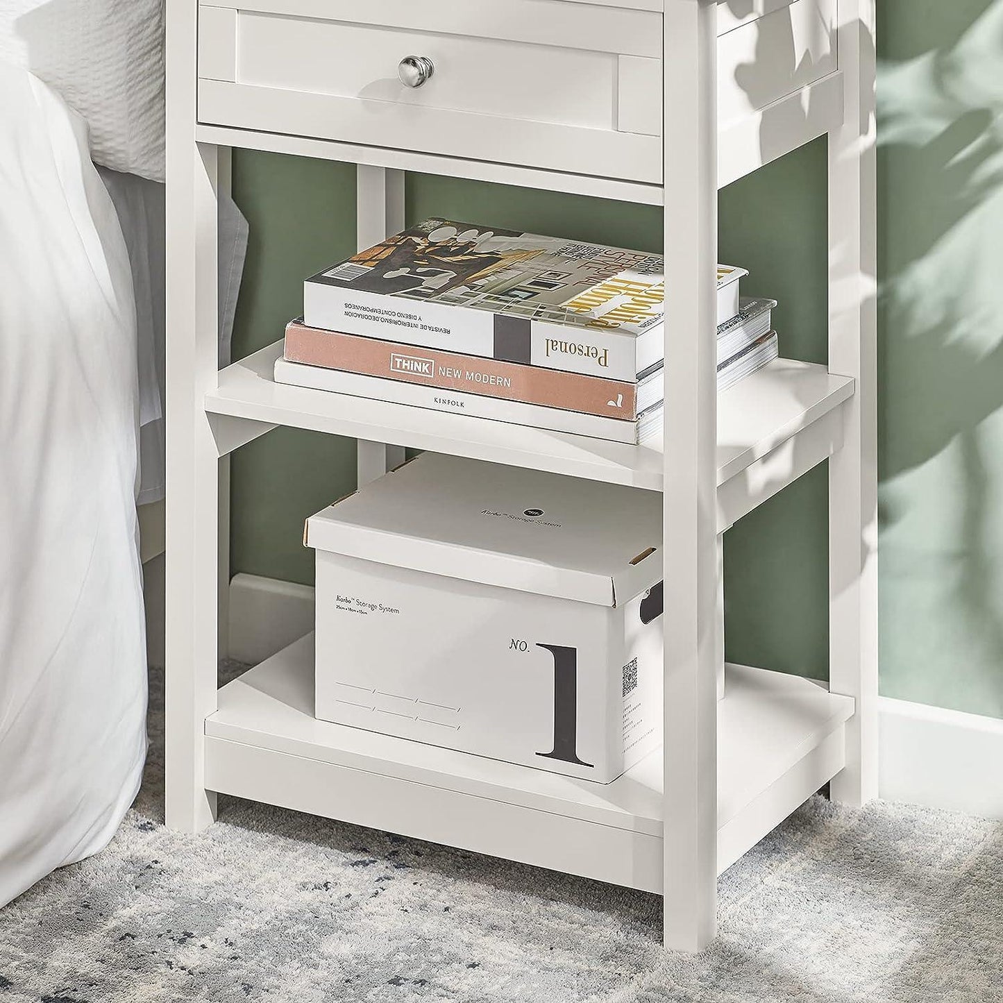Bedside Table with Drawer Shelves - Mekamart Australia
