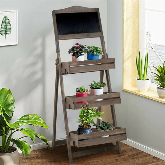 3 Tier Rustic Wood Plant Stand 38CM Corner Shelf - Mekamart Australia