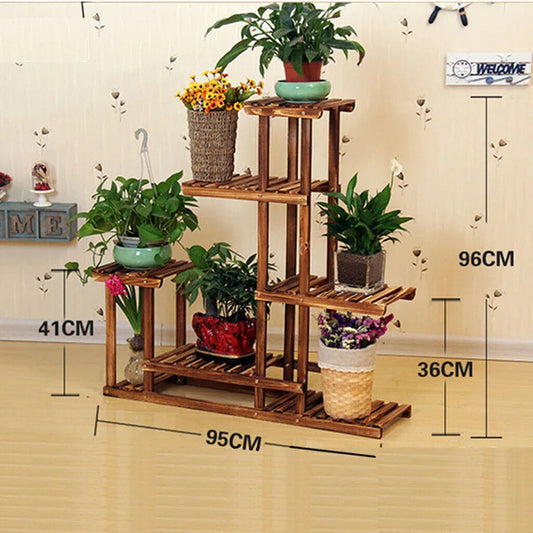 5-Tier Wooden Plant Stand Flower Display Shelf Indoor Outdoor Garden - Mekamart Australia