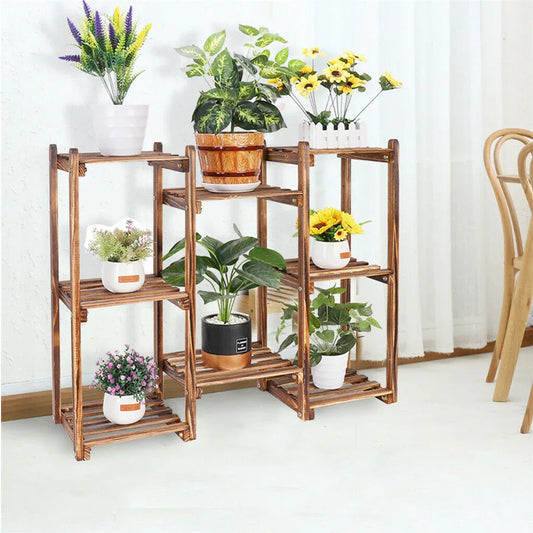 8-Tier Wooden Plant Stand Outdoor Indoor Garden Shelf - Mekamart Australia