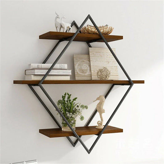 3-Tier Rustic Floating Wall Shelves Wood Display Books - Mekamart Australia