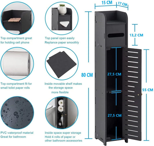 Toilet Paper Roll Holder for Bathroom (Black, 80 cm) - Mekamart Australia