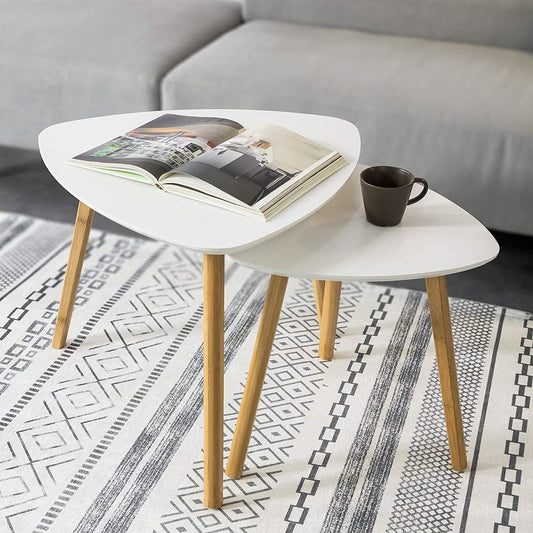 Set of 2 White Side Nesting Tables - Mekamart Australia